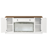 TV Stand for TVs up to 70", Media TV Console Entertainment Center with Adjustable Shelves&Gray Brick Accent, White
