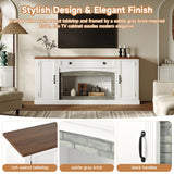 TV Stand for TVs up to 70", Media TV Console Entertainment Center with Adjustable Shelves&Gray Brick Accent, White