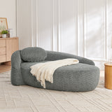Oval Single Lazy Sofa, Space-Saving Lounge Chair with Side Armrest & Pillow for Living Room, Bedroom, Apartment