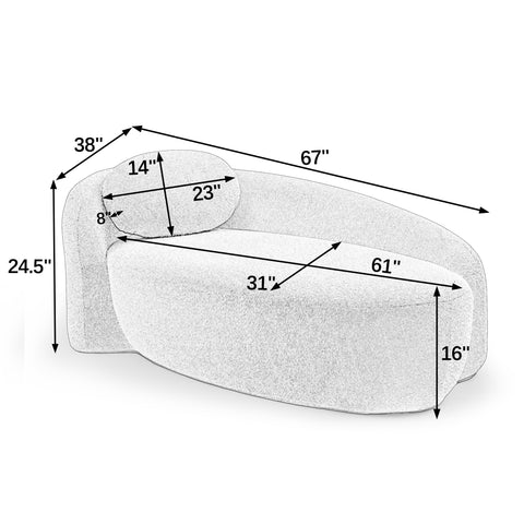 Oval Single Lazy Sofa, Space-Saving Lounge Chair with Side Armrest & Pillow for Living Room, Bedroom, Apartment