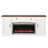 TV Stand with Electric Fireplace Heater for TVs up to 70", Media TV Console Entertainment Center with Adjustable Shelves, White