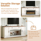 TV Stand with Electric Fireplace Heater for TVs up to 70", Media TV Console Entertainment Center with Adjustable Shelves, White