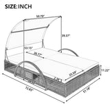 Outdoor Daybed with Canopy, Patio Sun Lounger with Adjustable Backrest & Hidden Side Table, Patio Chaise Recliner for Poolside/Patio