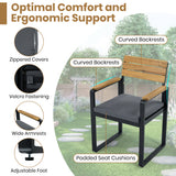 6pcs Outdoor Dining Set for 6-7, Patio Furniture Set Garden Dining Table&Chair Set with Gray Cushions & Weather-Resistant Frame