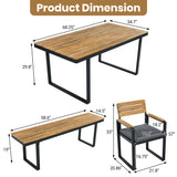 6pcs Outdoor Dining Set for 6-7, Patio Furniture Set Garden Dining Table&Chair Set with Gray Cushions & Weather-Resistant Frame