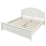 Queen Size Platform Bed with Arched Headboard, Classic Design Solid Wood Bed Frame, No Box Spring Needed