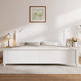 Queen Size Platform Bed with Arched Headboard, Classic Design Solid Wood Bed Frame, No Box Spring Needed