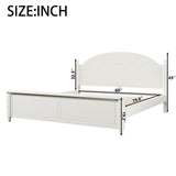 Queen Size Platform Bed with Arched Headboard, Classic Design Solid Wood Bed Frame, No Box Spring Needed