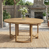 Outdoor Dining Table with Umbrella Hole, 59.1" Round Table for Patio, Backyard, Garden