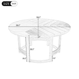 Outdoor Dining Table with Umbrella Hole, 59.1" Round Table for Patio, Backyard, Garden