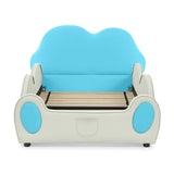 Twin Size Cloud Shape PU Leather Bed Frame, Safety Toddler Bed with Guardrails & Storage Pocket for Bedroom