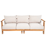 3pcs Patio Sofa Set Outdoor Conversation Chat Set Weather-resistant Garden Seating Group with Soft Cushions&Club Chairs, Beige&Teak