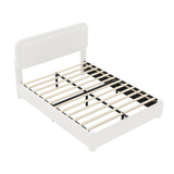 Queen Upholstered Platform Bed Frame with Adjustable Height Headboard, Boucle Low Profile Bed