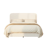 Queen Upholstered Platform Bed Frame with Adjustable Height Headboard, Boucle Low Profile Bed