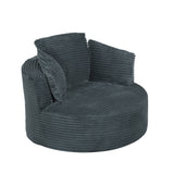 48.8" Oversized Corduroy Round Sofa Chair, Chaise Lounge Chair with Cushioned Backrest for Living Room, Bedroom, Apartment
