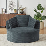 48.8" Oversized Corduroy Round Sofa Chair, Chaise Lounge Chair with Cushioned Backrest for Living Room, Bedroom, Apartment