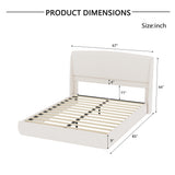 Queen Upholstered Platform Bed Frame with Padded Wingback Headboard, Low Profile Bed