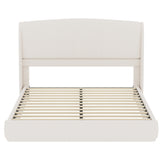 Queen Upholstered Platform Bed Frame with Padded Wingback Headboard, Low Profile Bed