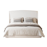 Queen Upholstered Platform Bed Frame with Padded Wingback Headboard, Low Profile Bed