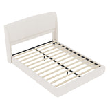 Queen Upholstered Platform Bed Frame with Padded Wingback Headboard, Low Profile Bed