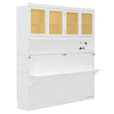 Twin Size Murphy Bed with Top Cabinet, LED Light & USB Charging, Space-Saving Foldable Wall Bed for Small Apartments