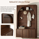 All-in-1 Hall Tree Mudroom Coat Rack Organizer Entryway Storage Bench Shoe Cabinet with Hooks & Adjustable Shelves