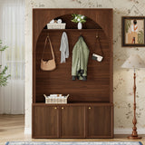 All-in-1 Hall Tree Mudroom Coat Rack Organizer Entryway Storage Bench Shoe Cabinet with Hooks & Adjustable Shelves