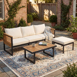 3-Piece Outdoor Patio Sofa Set, Patio Conversation Set with Coffee Table & Waterproof Cushions for Garden/Patio/Backyard, Beige