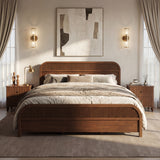 King Size Platform Bed with Vertical Slat Headboard, Solid Wood Bed Frame, No Box Spring Needed