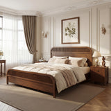 King Size Platform Bed with Vertical Slat Headboard, Solid Wood Bed Frame, No Box Spring Needed