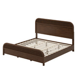 King Size Platform Bed with Vertical Slat Headboard, Solid Wood Bed Frame, No Box Spring Needed