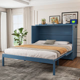 Queen Size Murphy Bed, Foldable Cabinet Bed with Drawer & Charging Station for Bedroom, Living Room