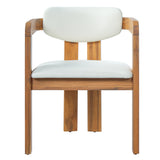 Set of 2 Outdoor Dining Chairs Acacia Wood Patio Armchairs with Weather-Resistant Cushions for Garden/Backyard