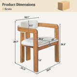 Set of 2 Outdoor Dining Chairs Acacia Wood Patio Armchairs with Weather-Resistant Cushions for Garden/Backyard