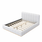 Queen Size Platform Bed Frame, Boucle Upholstered Low Profile Bed Frame with Wood Base for Bedroom, Apartment
