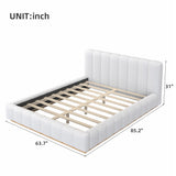 Queen Size Platform Bed Frame, Boucle Upholstered Low Profile Bed Frame with Wood Base for Bedroom, Apartment