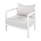 Outdoor Aluminum Club Chair, Modern Sofa Chair Rust-Proof Patio Accent Chair with Beige Cushion, Backyard Lounge Seat