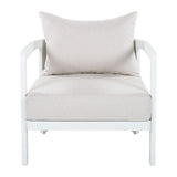 Outdoor Aluminum Club Chair, Modern Sofa Chair Rust-Proof Patio Accent Chair with Beige Cushion, Backyard Lounge Seat