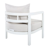 Outdoor Aluminum Club Chair, Modern Sofa Chair Rust-Proof Patio Accent Chair with Beige Cushion, Backyard Lounge Seat