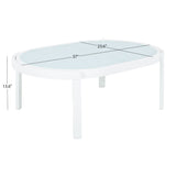 Modern Outdoor Oval Coffee Table, Aluminum Frame with Tempered Glass Top, Weather-Resistant Patio Center Table