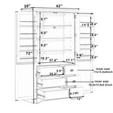 2- Door Kitchen Pantry, Freestanding Cupboard Storage Cabinet with Adjustable Shelves, Drawers & Pull-out Trays