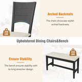 6pcs Dining Table Set Dining Set for 6, Family Kitchen Table Set with Ergonomic Padded Dining Chairs & Bench