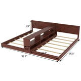 Double Twin Size Bed Frame with Storage, LED Lights & Charging Station, Convertible 2 Twin Kids Beds