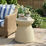 Simulated Rattan Patio End Table Indoor&Outdoor Side Table, Round Weather-Resistant Decorative Accent Table Garden Plant Stand