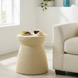 Simulated Rattan Patio End Table Indoor&Outdoor Side Table, Round Weather-Resistant Decorative Accent Table Garden Plant Stand
