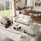 3pcs Sectional Sofa Set, 1 Loveseat + 2 Armchairs, Modular Sofa Couch with Rubberwood Legs for Living Room