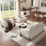 3pcs Sectional Sofa Set, 1 Loveseat + 2 Armchairs, Modular Sofa Couch with Rubberwood Legs for Living Room