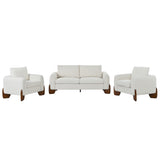 3pcs Sectional Sofa Set, 1 Loveseat + 2 Armchairs, Modular Sofa Couch with Rubberwood Legs for Living Room