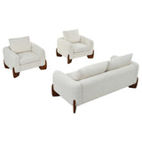 3pcs Sectional Sofa Set, 1 Loveseat + 2 Armchairs, Modular Sofa Couch with Rubberwood Legs for Living Room
