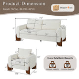3pcs Sectional Sofa Set, 1 Loveseat + 2 Armchairs, Modular Sofa Couch with Rubberwood Legs for Living Room